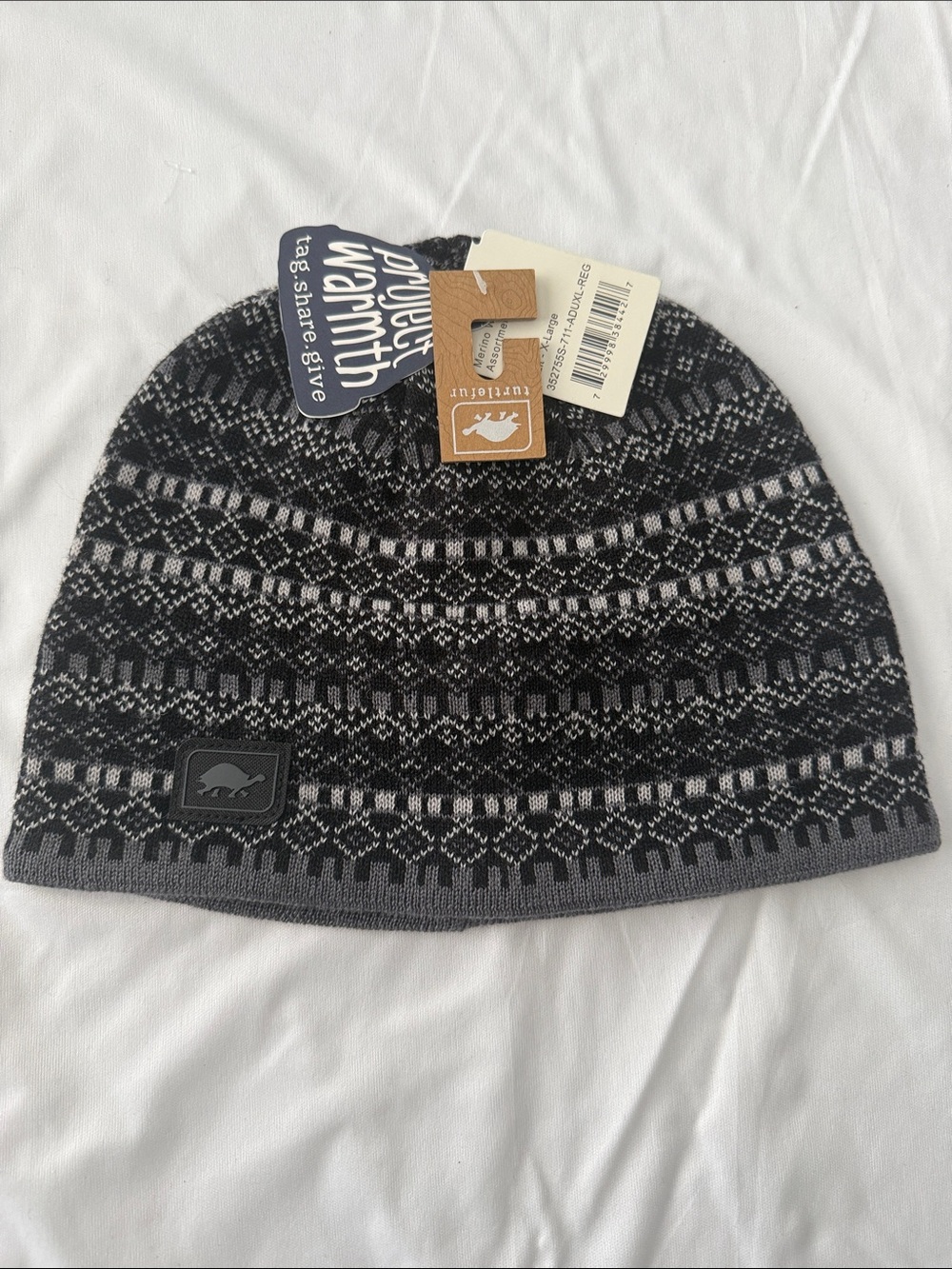 Men's Gray & Black Patterned Winter Beanie by Turtle Fur